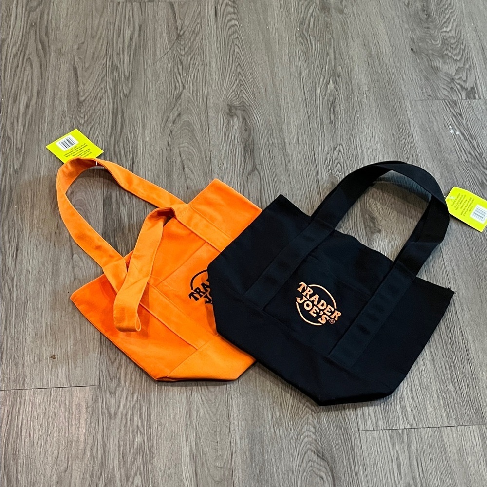 Trader Joe's Orange and Black Tote Bag Set